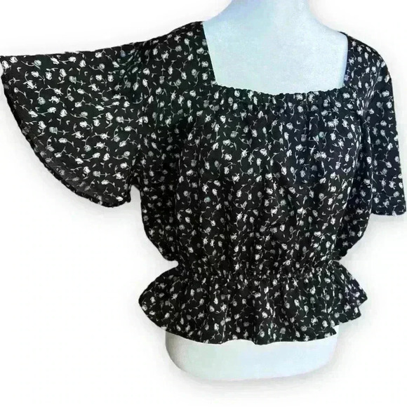 Jon & Anna Floral Peplum Blouse Size L - Picture 2 of 5